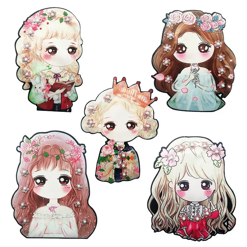 1 шт. милые Мультяшные нашивки Kawaii принцесса с принтом бусины для девочек Вышивка