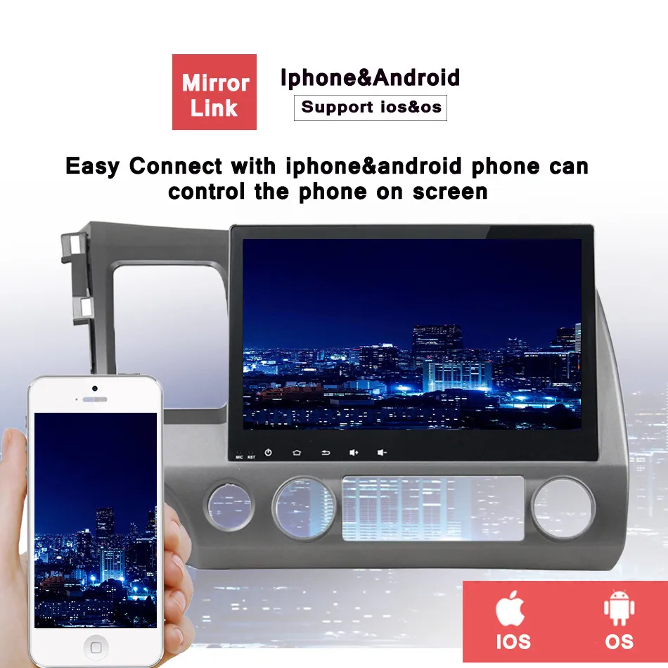 Для HONDA CIVIC 2006-2011 Android 9,0 автомобильный dvd-плеер 1024*600 4G ram 1080P 32GB rom wifi gps головное устройство стерео Aftermarket