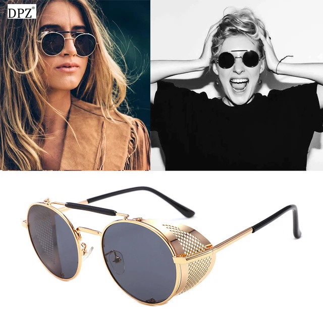Солнцезащитные очки DPZ в винтажном стиле ретро круглые металлические брендовые