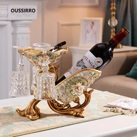 european red wine holder living room luxury wine cabinet decorations high foot wine glass holder household wine bottle rack