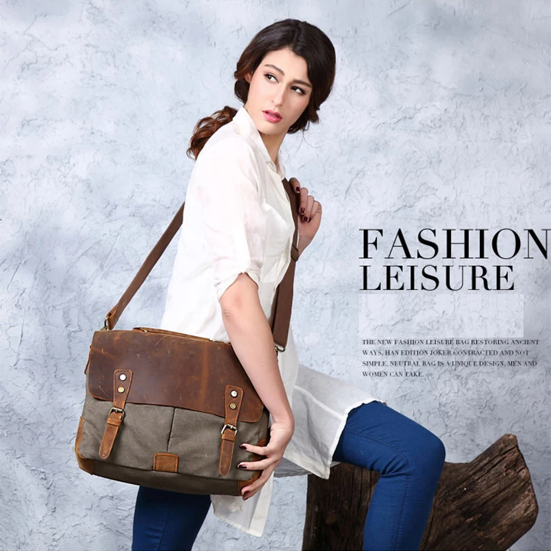 Винтажные сумки-мессенджеры в стиле милитари + кожаные сумки через плечо Crazy Horse