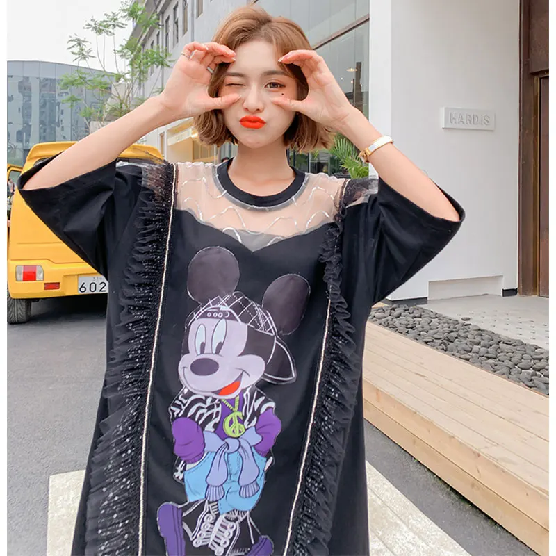 2019 летние женские кружевные платья с открытой спиной модные принты героями