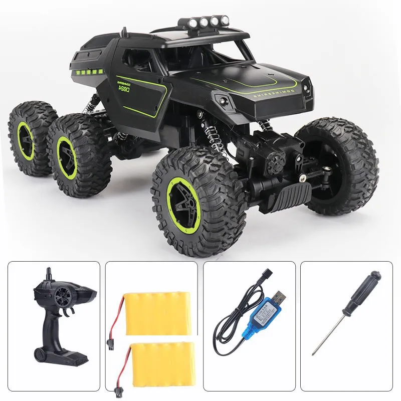 Green 2 Battery 6WD Монстр Электрический модель радиоуправляемого грузовика 1/12 6 колесо для подъемов в гору внедорожные Скорость изменения Беспроводной Управление грузовик с светодиодный светильник - Цвет: Green 2 Battery