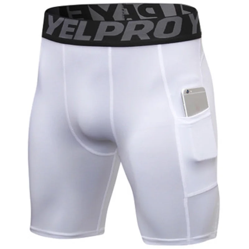 

Mens Compression Shorts Pockets Skinny Shorts Male Fitness Bodybuilding Men Breeches Muscle Training Short Sports Trousers Homme