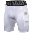 Шорты мужские компрессионные с карманами, облегающие бриджи для фитнеса и бодибилдинга, Тренировочные Короткие спортивные штаны