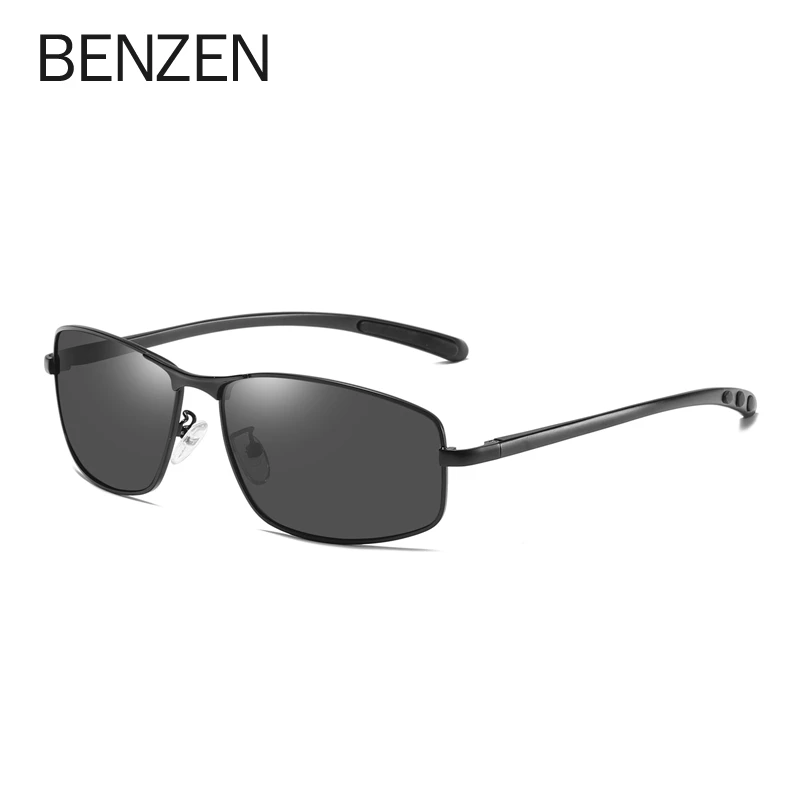 

BENZEN Polarized Sunglasses For Men Al-Mg Alloy Frame Sun Glasses Men Driving Goggles Spring Hinge UV400 9376C