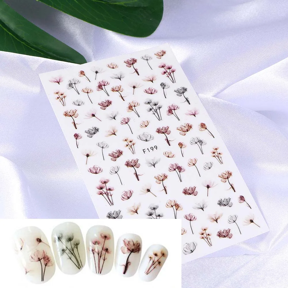 3D для ногтей переводятся с помощью воды в форме одуванчика Стикеры тиснением