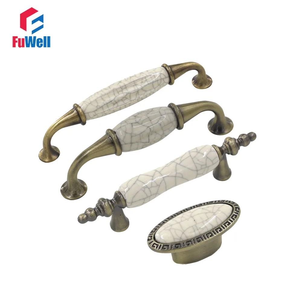 4 шт. керамические ручки для мебели из фарфора ящика кухонного шкафа с одним