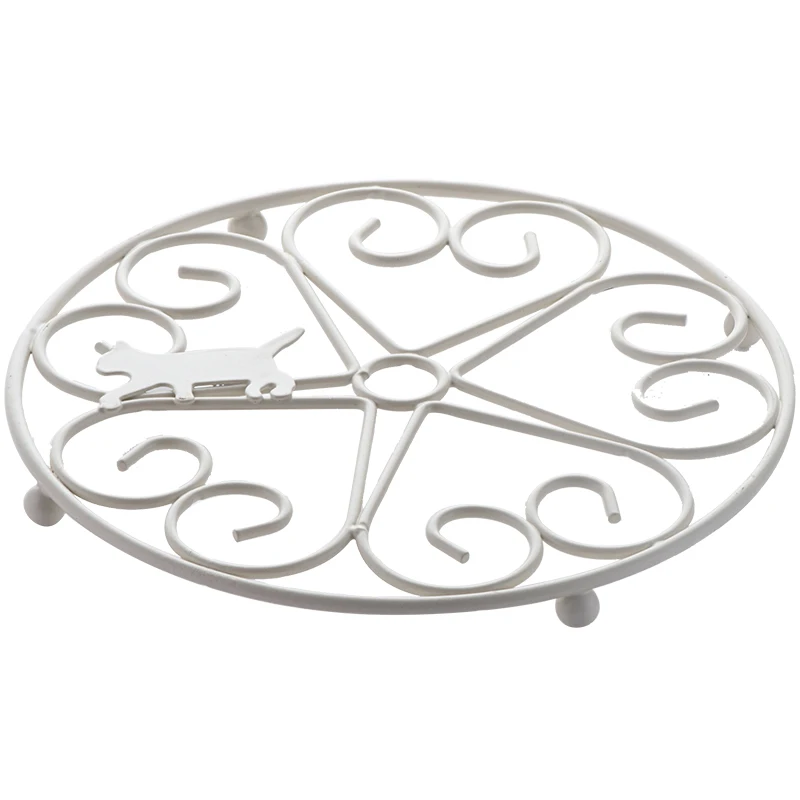 

Metal Iron Round Handle Pan Pad Kitchen Mat Resisting Hot Meal Cup Mat