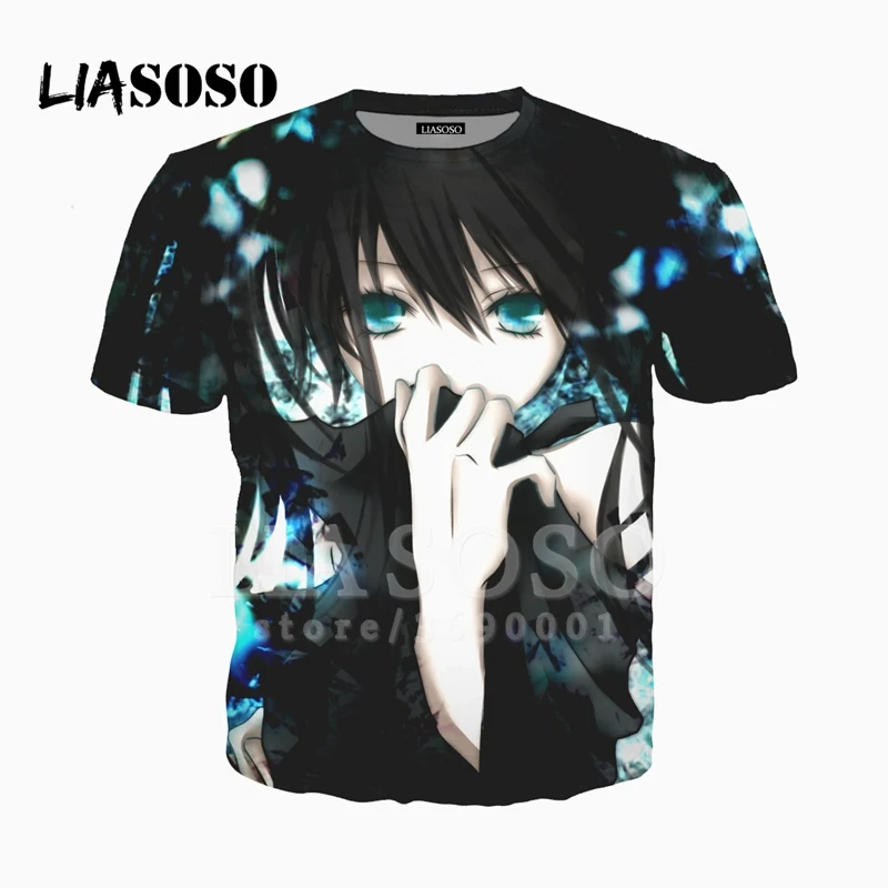 LIASOSO 3D принт унисекс с рисунком из аниме BLACK ROCK SHOOTER Таканаси Йоми футболка Летняя