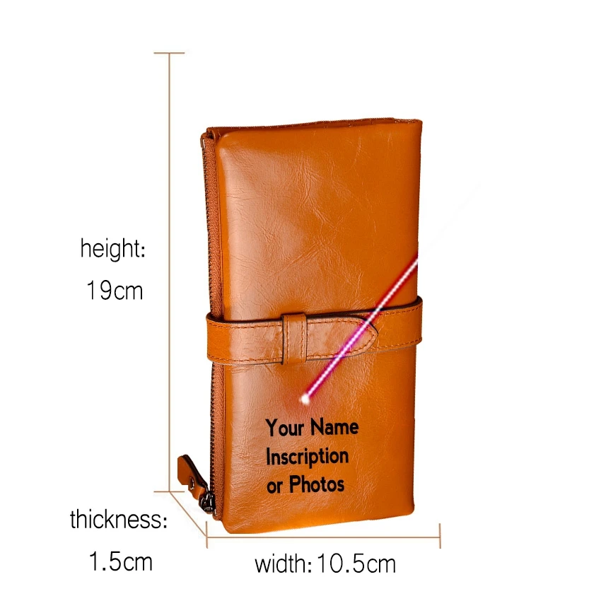 Женский кошелек из натуральной кожи веганский Дамский бумажник с именем под