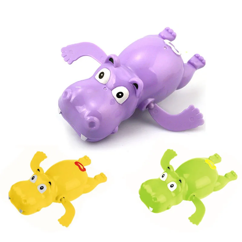 Hippos 1 шт., Мультяшные животные, заводные игрушки, детские игрушки, водные забавные игры, красочные милые бегемоты, крокодил, морской конек, Детские Игрушки для ванны - Цвет: Hippos