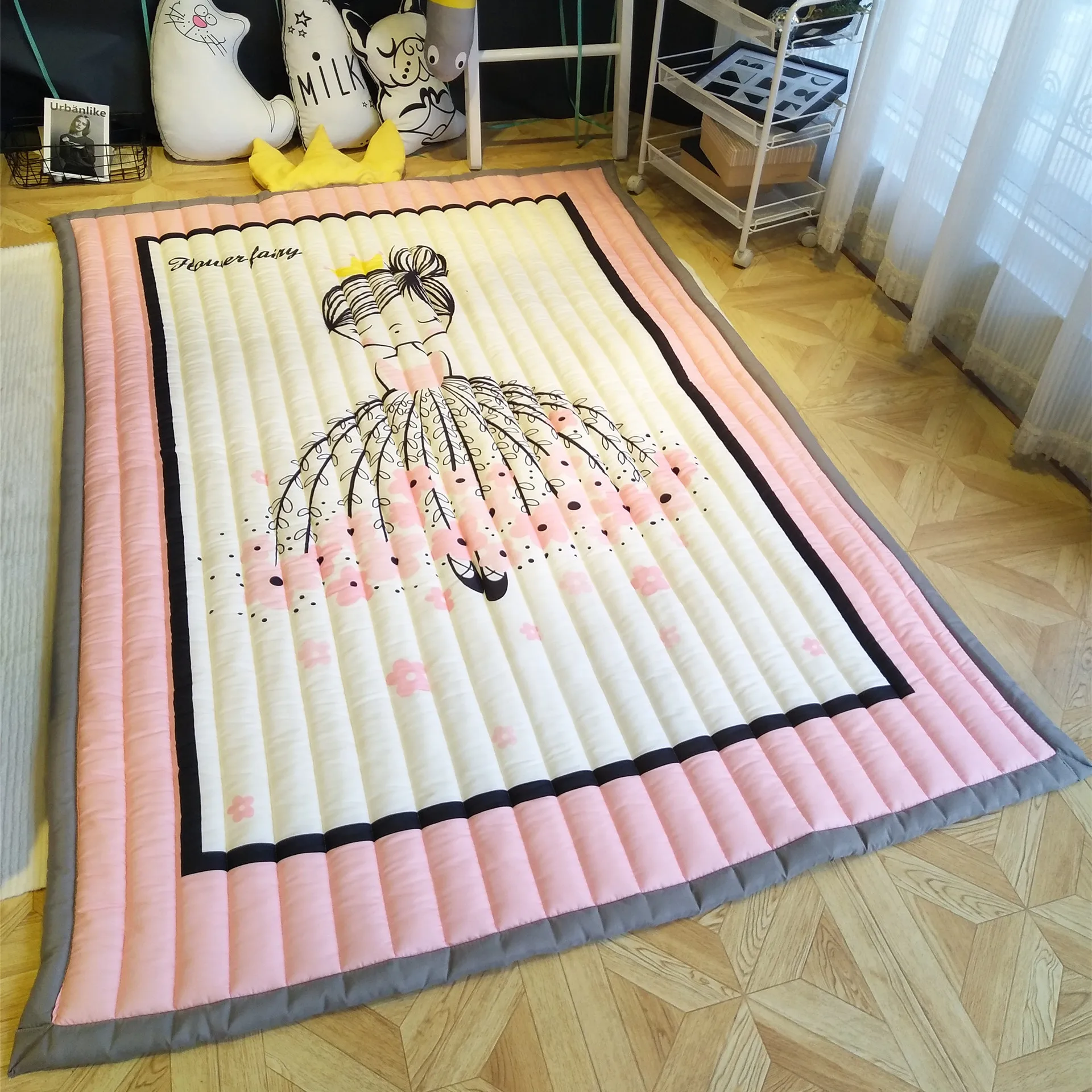 Мультяшный Детский ковер игровой коврик розовый милый японский с татами для