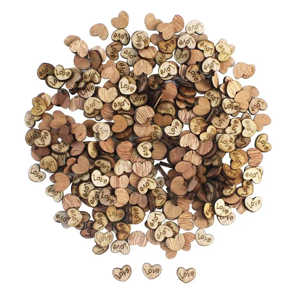 50 шт. деревенский деревянный узор любовь в форме сердца деревянные Ломтики для
