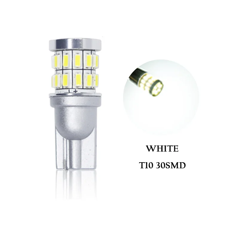 T10 30SMD White RXZ 1 шт w5w led T10 светодиодные лампочки Canbus 18SMD 3014 для парковки, сигнальный фонарь, внутренняя Карта Купол фары Дневные ходовые огни 12V Белый Амер яркий - Испускаемый цвет: T10 30SMD White