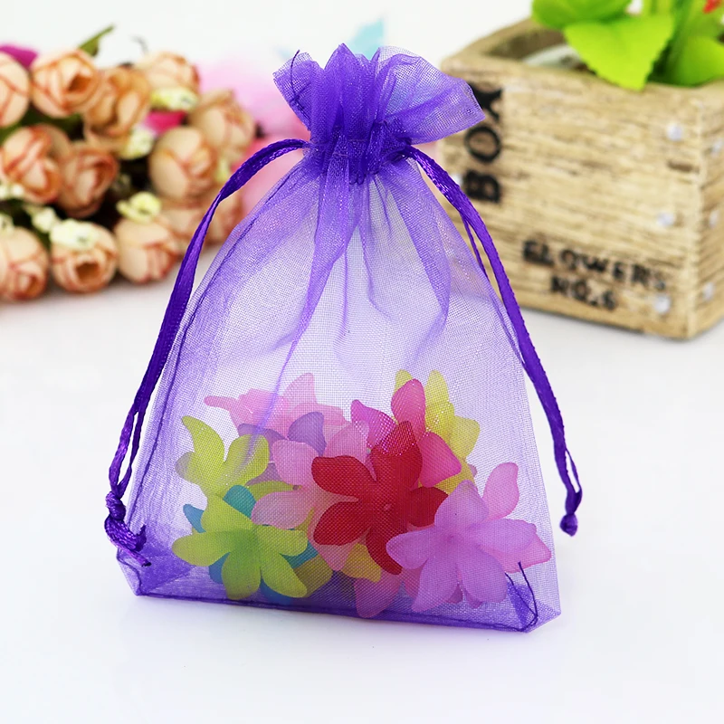 

Wholesale 100pcs/lot 17x23cm Dark Purple Drawable Organza Bag Cosmtics Jewelry Packaging Bags Wedding Favors Gift Bag & Pouches