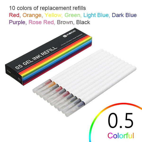 10 colors refills Xiaomi Mijia KACO цветная ручка 12 цветов 0,5 мм запасной стержень ABS пластик длина записи 400 м от Xiaomi Mijia экологическая цепь - Цвет: 10 colors refills