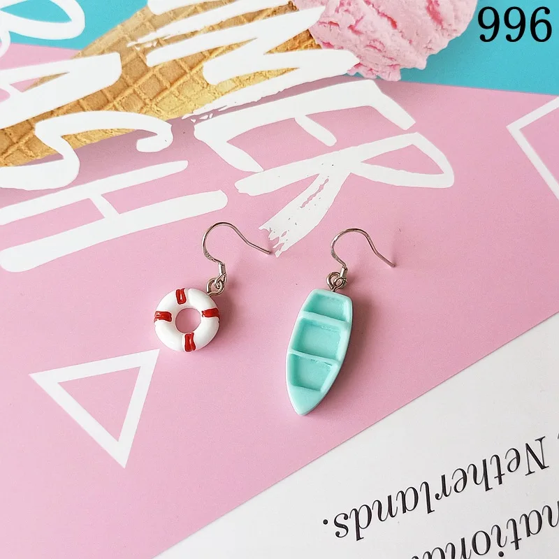 996 MuHan новая Корейская Асимметричная креативность мультфильм еда модель серьги для женщин девушка мода аллергия висячие серьги ювелирные изделия подарок - Окраска металла: 996
