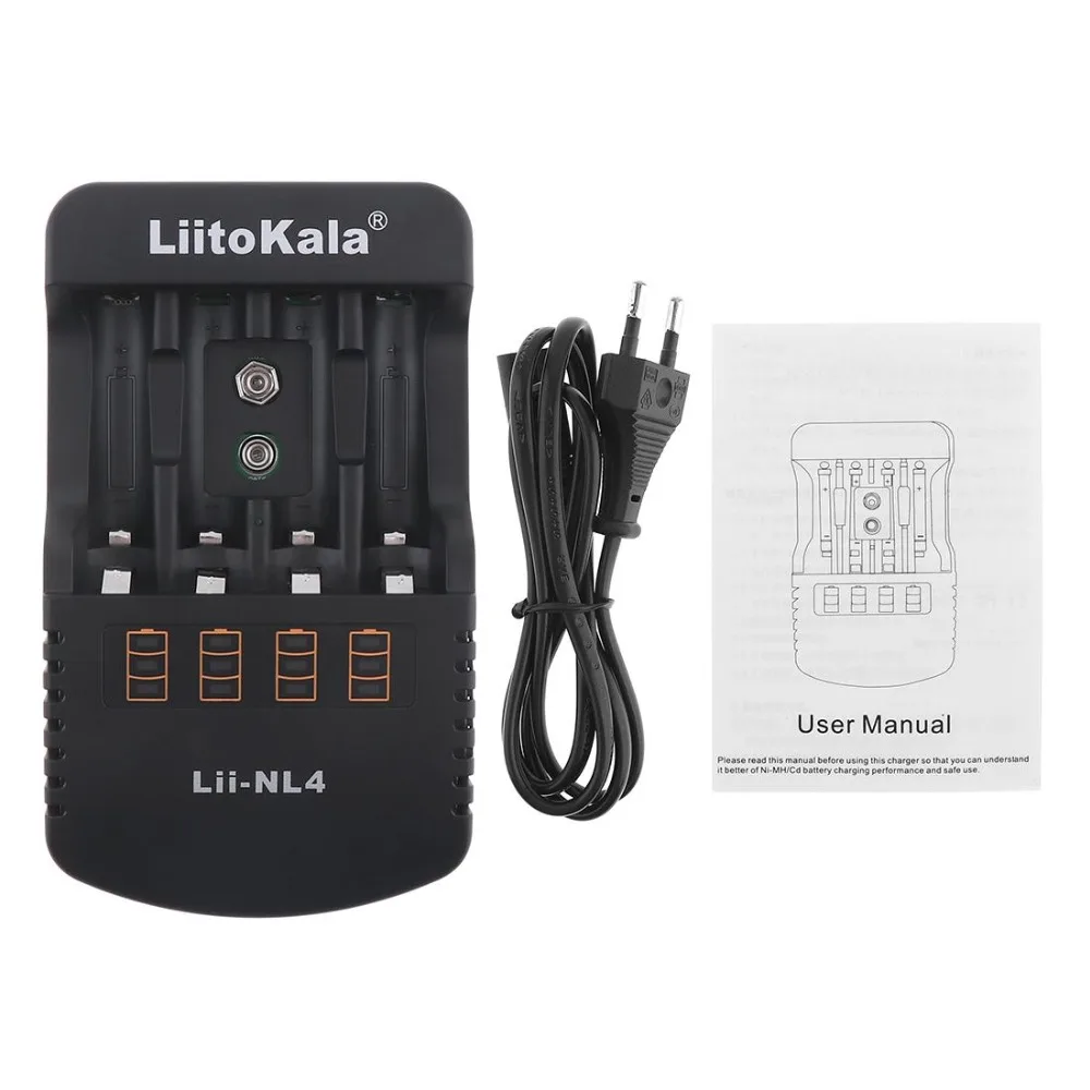 Литий ионный Lii NL4 9 V Ni MH AA AAA Cd Перезаряжаемые батареи Батарея Таблица Зарядное
