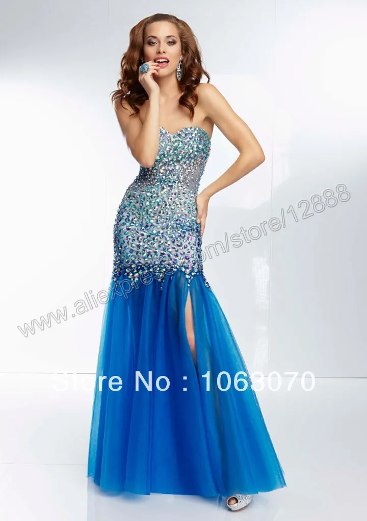 The Royal Blue and Champagne Sweetheart Sexy Prom Dress With Crystals 2014 New Arrival | Свадьбы и торжества