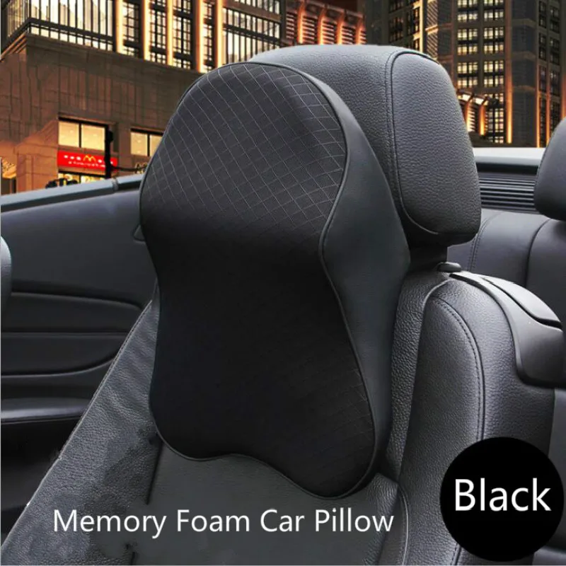 1PC pillow 3D Автомобильная подушка из искусственной кожи с эффектом памяти, подушка для шеи, подушка для отдыха на талии, Подушка для спины, поясничная подушка для автомобиля, аксессуары для интерьера - Название цвета: 1PC pillow