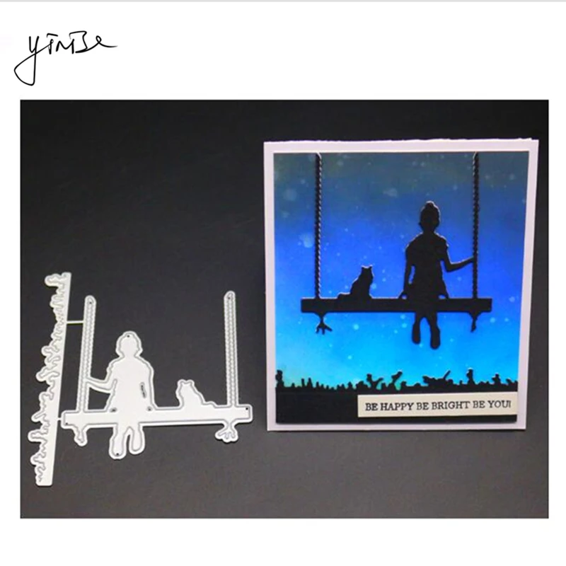 165 качелей девушка кошка скрапбук металлические режущие штампы для трафареты