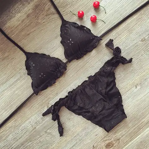 Thong Bikinis Women's Swimming Suit Solid Hollow Out Swimwear Women Swimsuit Micro bikini 2023 Print Tassel Bandage Bathing Suit