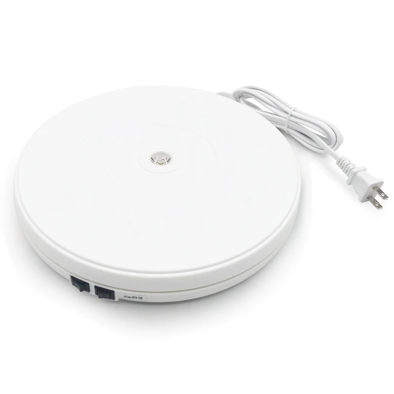 White 110V US Белый 25 см светодиодный фото 360 градусов вращающийся стол с электрическим приводом Вращающийся дисплей Стенд для фотографии ювелирные часы цифровой продукт - Цвет: White 110V US