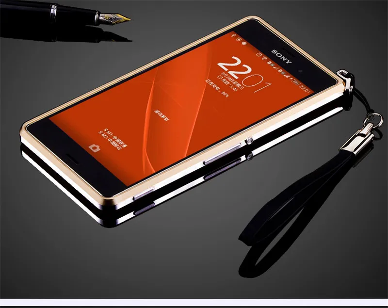 Для sony Z3 Z 3 бампер Выделите Алюминий металлический каркас чехол для sony Xperia Z3 D6603 D6643 D6613 D6653 двойной D6633 - Цвет: Champagne Gold