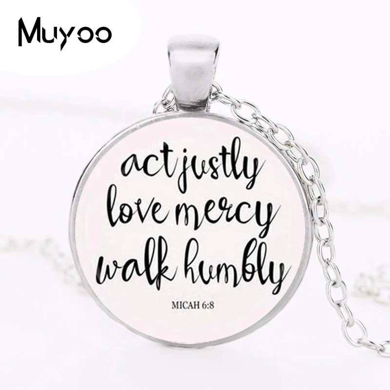 Акция Justly любовь милость гулять скромно ожерелье Micah 68 с кулоном из стекла