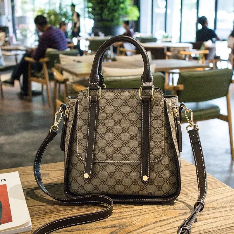 Женская сумка-мешок Abay классическая контрастных цветов с принтом Большая