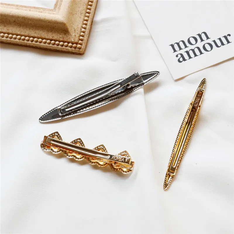 1pc Hair Clips Fashion Girls Retro Metal Gold Silver Brushed Hairgrip Leaf Heart Shape Hairpin New Arrival