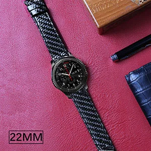 Black AKGLEADER для samsung Galaxy Watch 46 мм 42 м gear S3 S2 ремешок для часов из настоящего углеродного волокна Кожаный ремешок Huami Amazfit 2 наручный ремешок - Цвет ремешка: Black