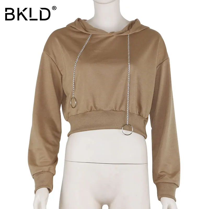 BKLD женский спортивный костюм 2018 модный новый свитшот с капюшоном укороченный Топ