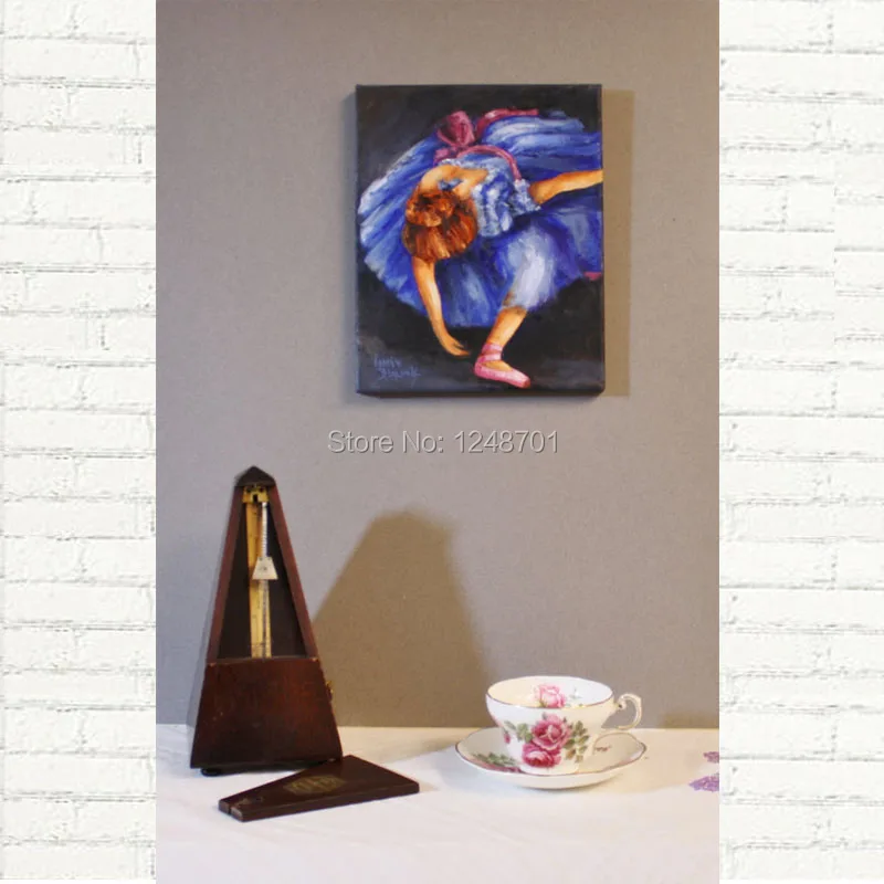 

Modern Art Hand Painted Ballerina in Blue Palette knife oil painting firgurative art on canvas for wall decoration
