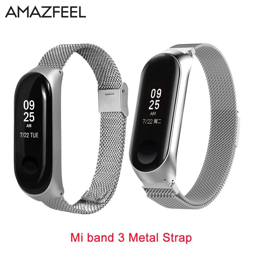 Amazfeel Mi Band 3 металлический ремешок на запястье браслет из нержавеющей стали для