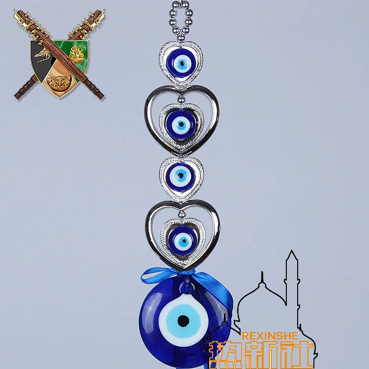 

Турецкие голубые глаза Любовь Двойное сердце кулон мусульманский мир кулон зло "Jushi eye of the devil