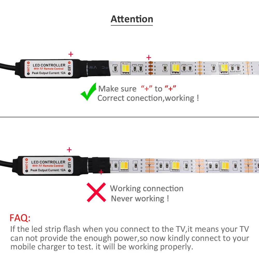 Светодиодная лента CCT 5 в с регулируемой яркостью USB 5050 s CW WW RF пульт дистанционного
