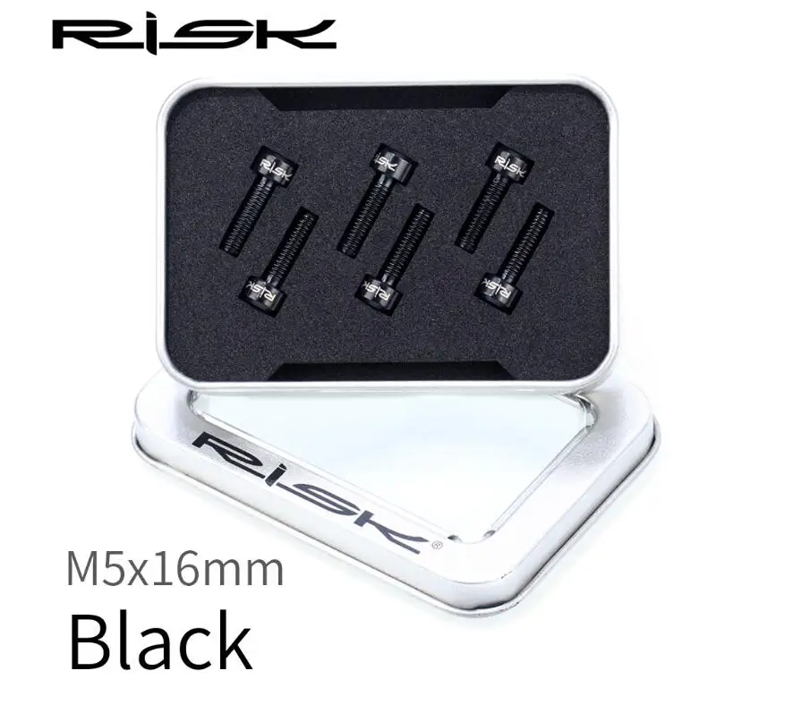 M5x16mm black 6 шт. M5x16/18 мм титановые винты для руля, болты для велосипеда, велосипеда, MTB руля, руля, титановый винт - Цвет: M5x16mm black