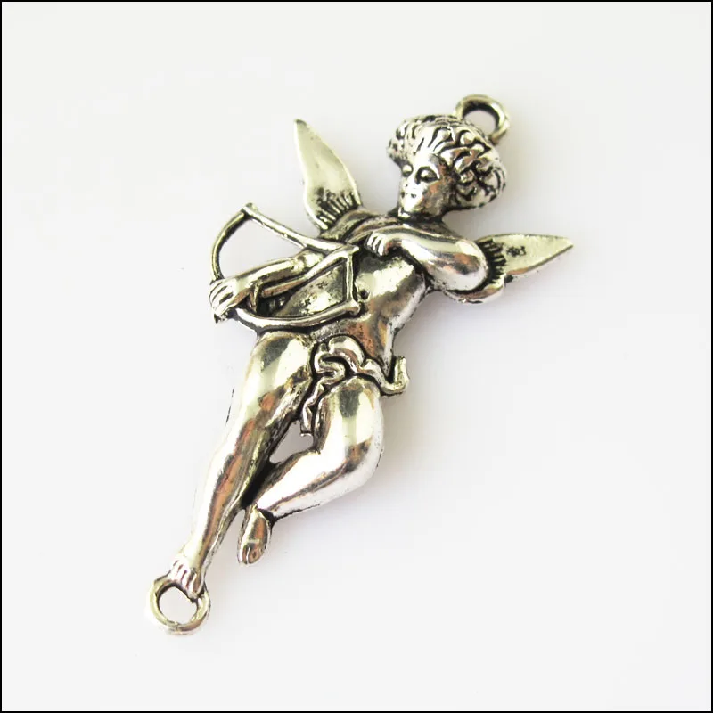 Мода 8 шт. Тибетский серебристый цвет Амур Подвески Крылья ангела 21.5x45mm|Шармы| |