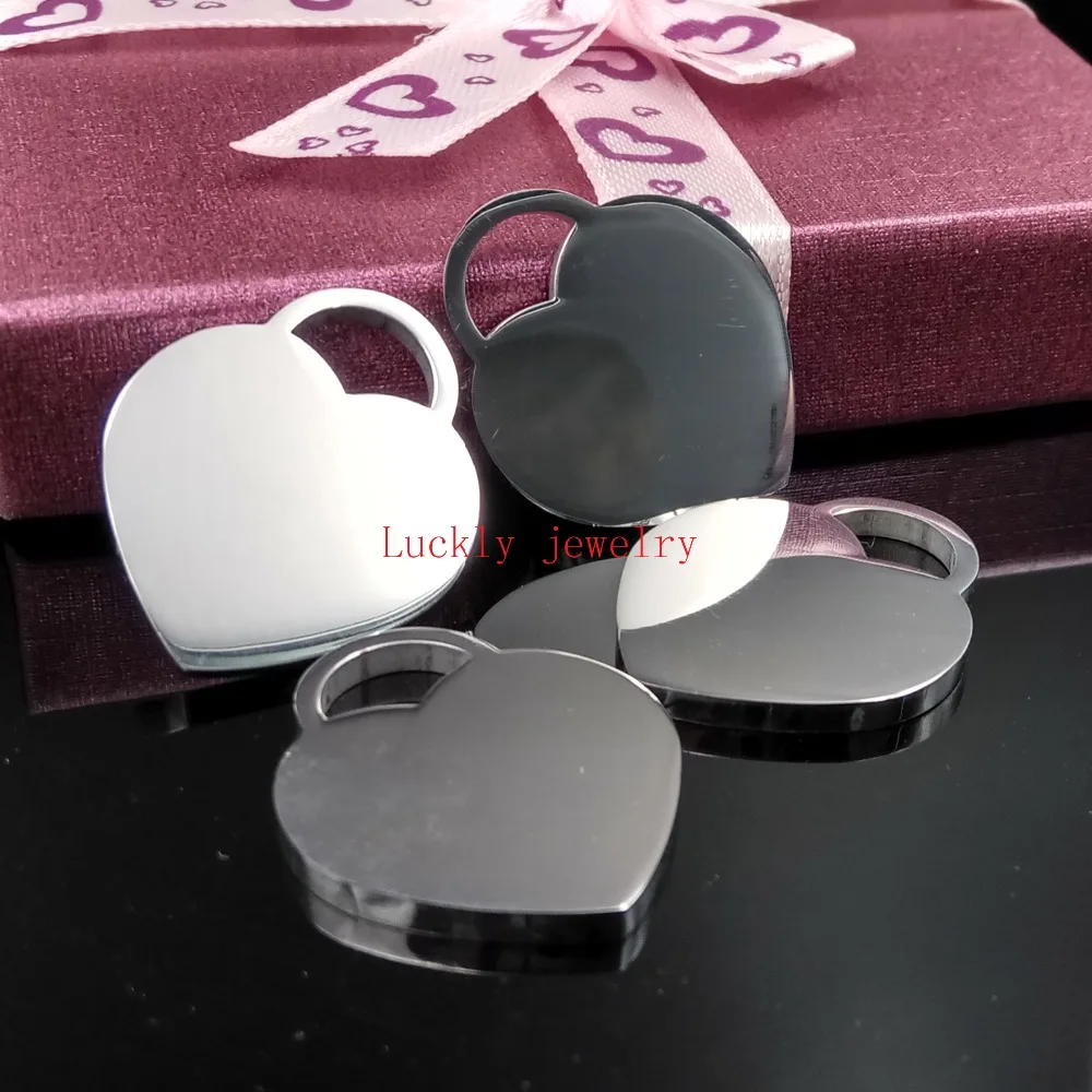 

wholesale 10pcs Lot Both Polished Sweet Heart Tag Charms pendant stainless steel Jewelry DIY