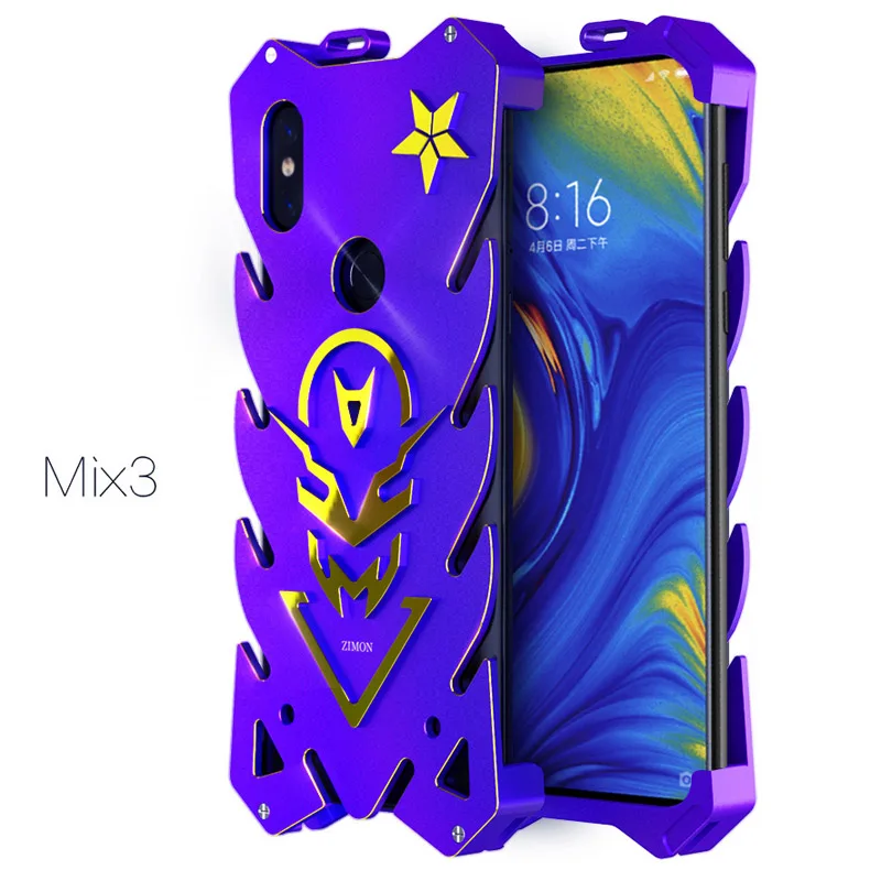Фиолетовый 6,39 ''ZIMON Роскошные Алюминий Тела Металлическая крышка Fundas для Xiaomi mi x 3 mi x3 случае Coque задняя крышка корпуса противоударный телефон случаев - Цвет: Фиолетовый