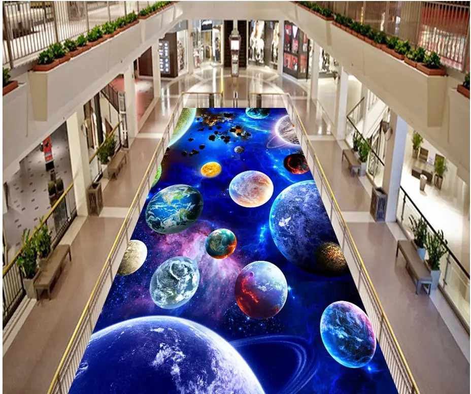

PVC Wall paper self-adhesive Floor mural Bright stars 3D floor Modern Custom 3D floor mural