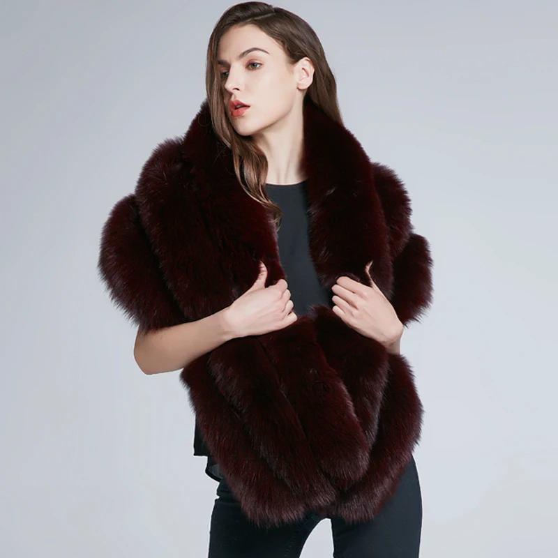 JKP N high-grade natural Fox fur real poncho fox fur shawl fashion fox fur coat  HBY-P17 enlarge