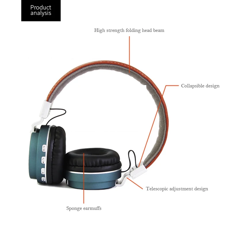 HIFI бас кожа Bluetooth гарнитура наушники беспроводные стерео с флеш-картой памяти TF