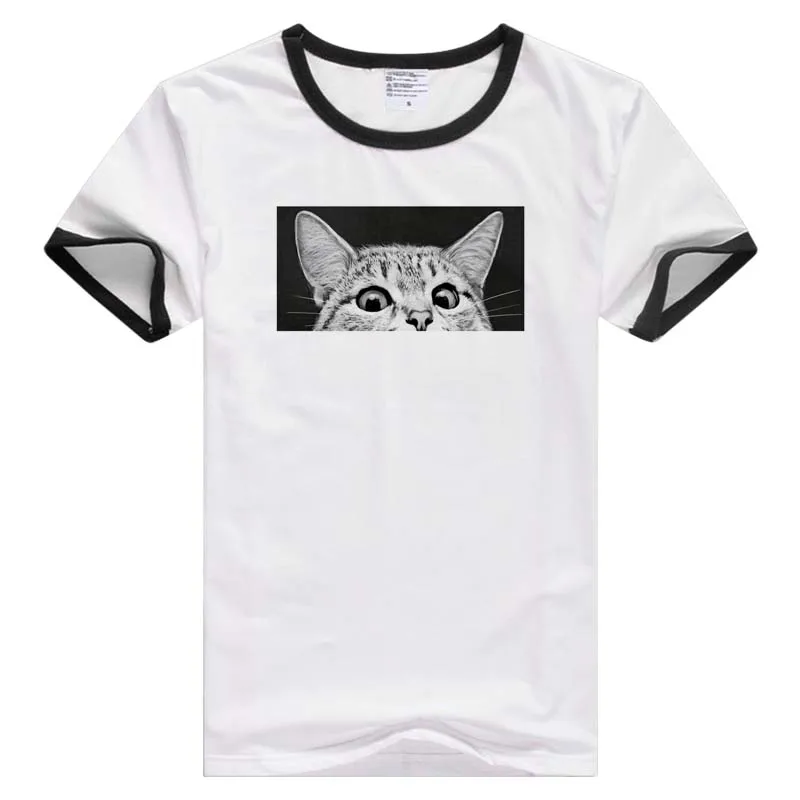 Повседневная мужская и женская футболка Voyeur cat meow с коротким рукавом удобная