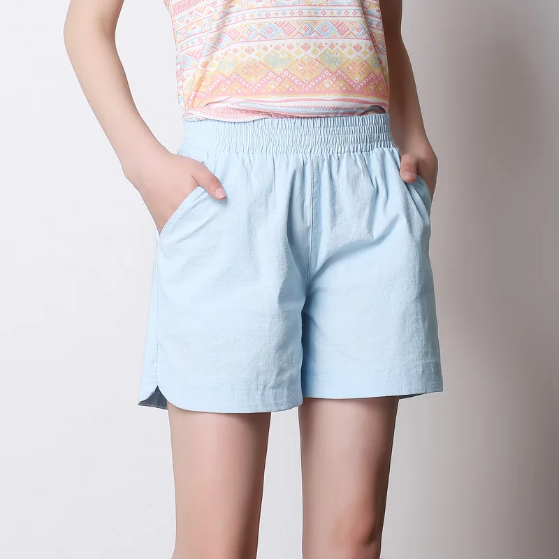 8 цветов льняные шорты 2019 женские летние с высокой талией повседневные свободные