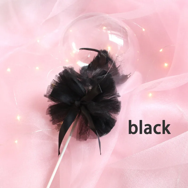 Black 1 Набор 5 дюймов прозрачные перьевые конфетти воздушные шары с бантом свадьба день рождения торт Топпер шарики для украшения мяч - Цвет: Black
