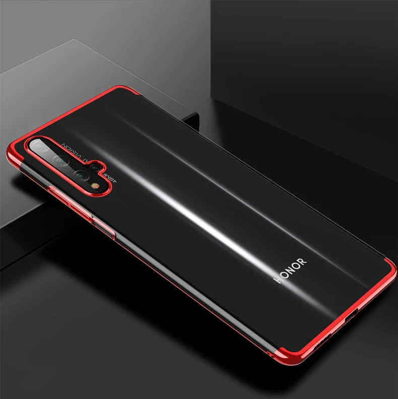 Red Мягкий чехол из ТПУ с гальваническим покрытием для Huawei Honor 20 Pro 9X Nova 5 Pro 5i P20 Lite Y9 Prime Mate 30 Lite P Smart Plus прозрачный чехол - Цвет: Red
