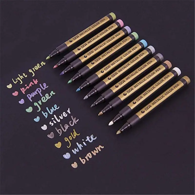 Металлические маркерные ручки набор красок из 10 высококачественных цветных